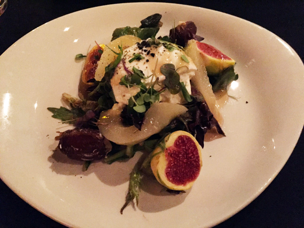 poached pear and burrata salad