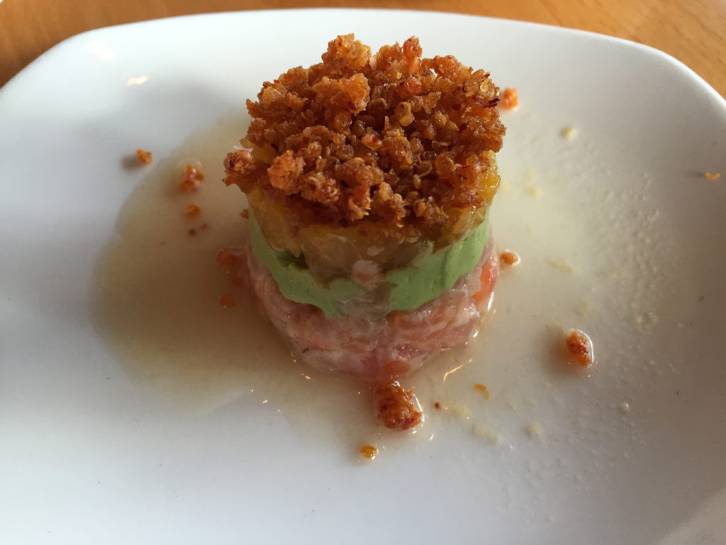 Salmon & albacore ceviche with pop rock quinoa