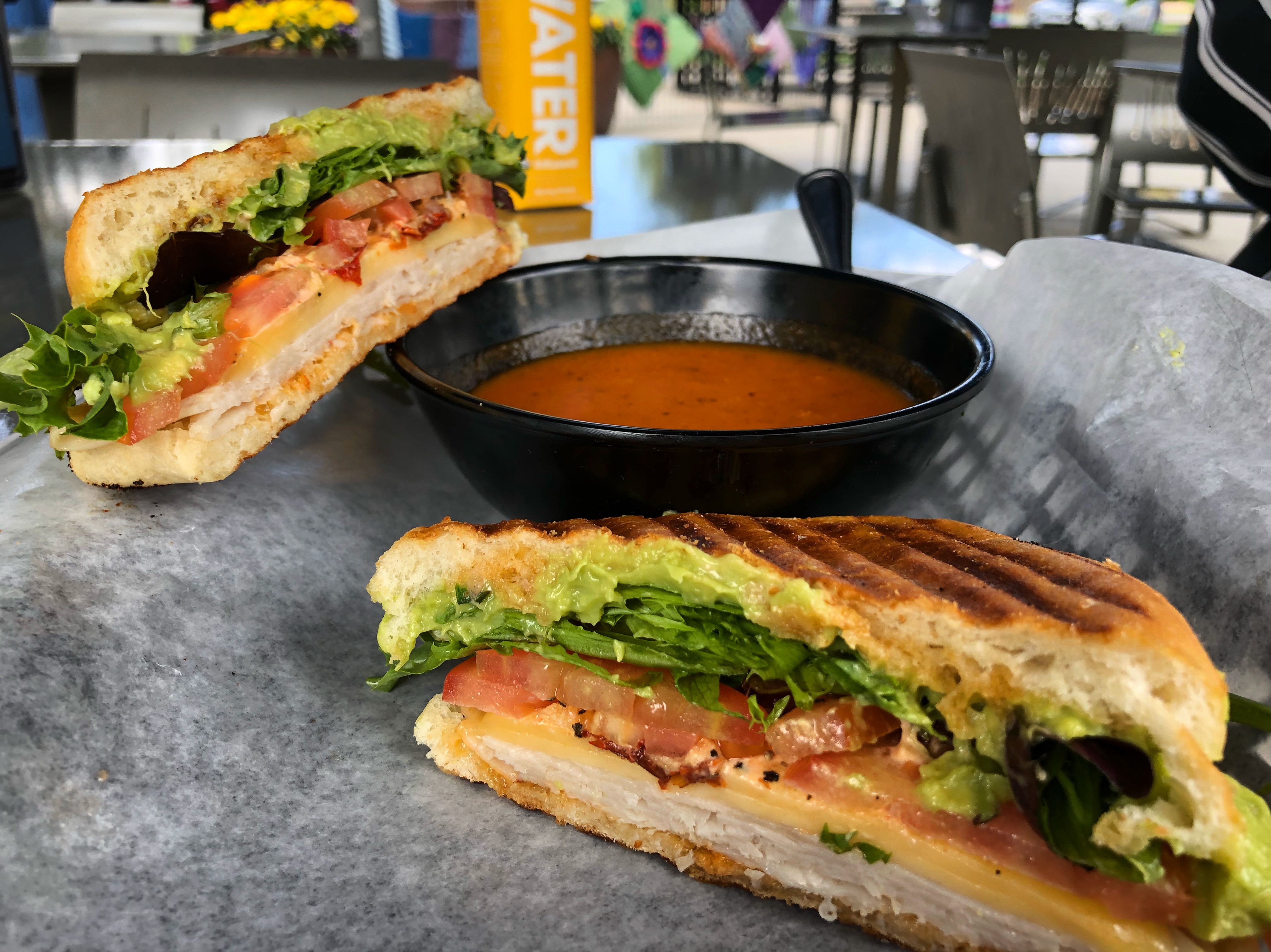 turkey sandwich and tomato soup from The Bird Feeder Cafe